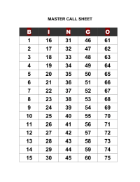 bingo master call list